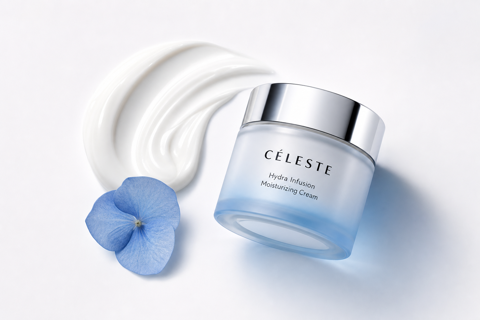 CÉLESTE con textura y pétalo azul
